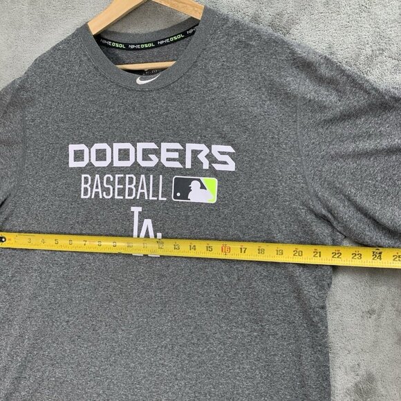 Nike Shirt Mens Large Gray Los Angeles Dodgers MLB Baseball Tee Center Swoosh - Picture 3 of 10